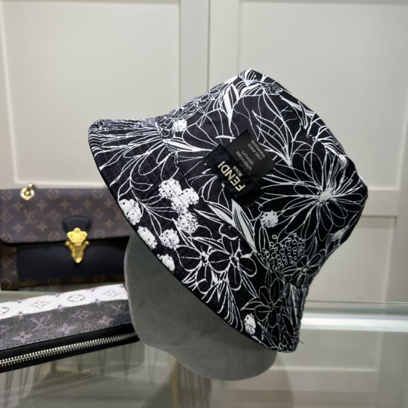 Affordable Fendi Reversible Bucket Hat In Joshua Vides Floral Motif Cotton Black