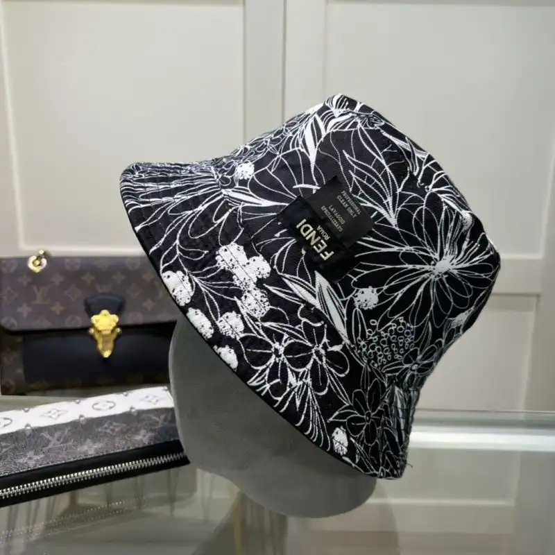 Affordable Fendi Reversible Bucket Hat In Joshua Vides Floral Motif Cotton Black