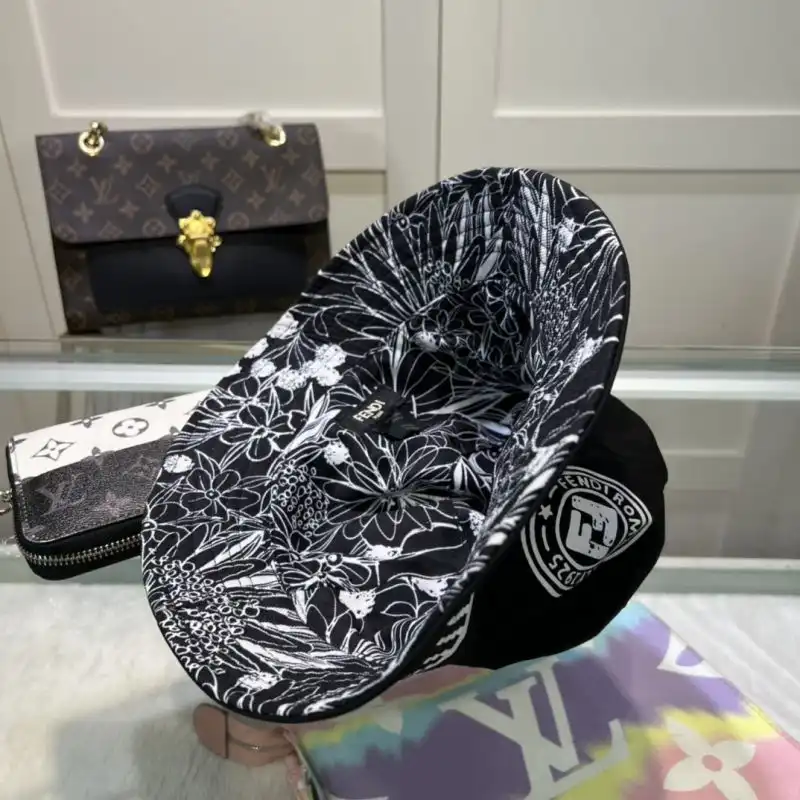 Affordable Fendi Reversible Bucket Hat In Joshua Vides Floral Motif Cotton Black