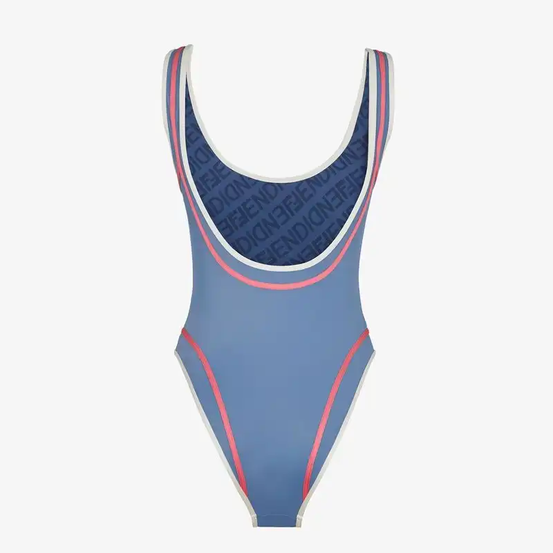 Affordable Fendi Reversible Swimsuit Women Astrology Logo Motif Lycra Blue