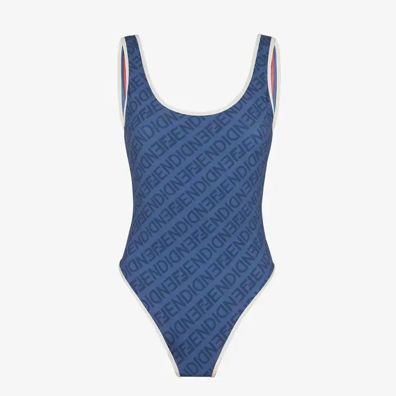 Affordable Fendi Reversible Swimsuit Women Astrology Logo Motif Lycra Blue