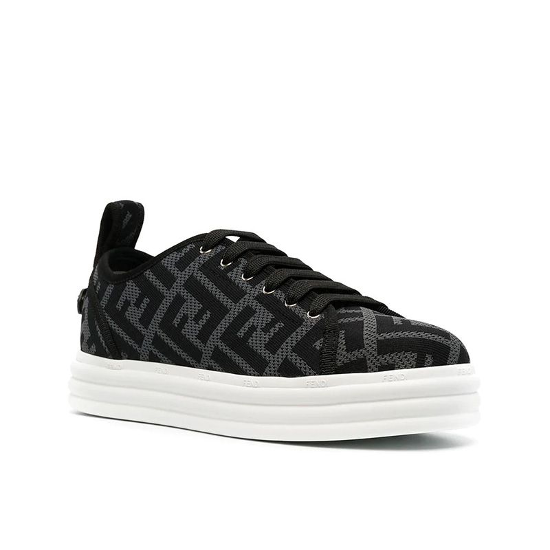 Affordable Fendi Rise Sneakers Women FF Motif Fabric Black