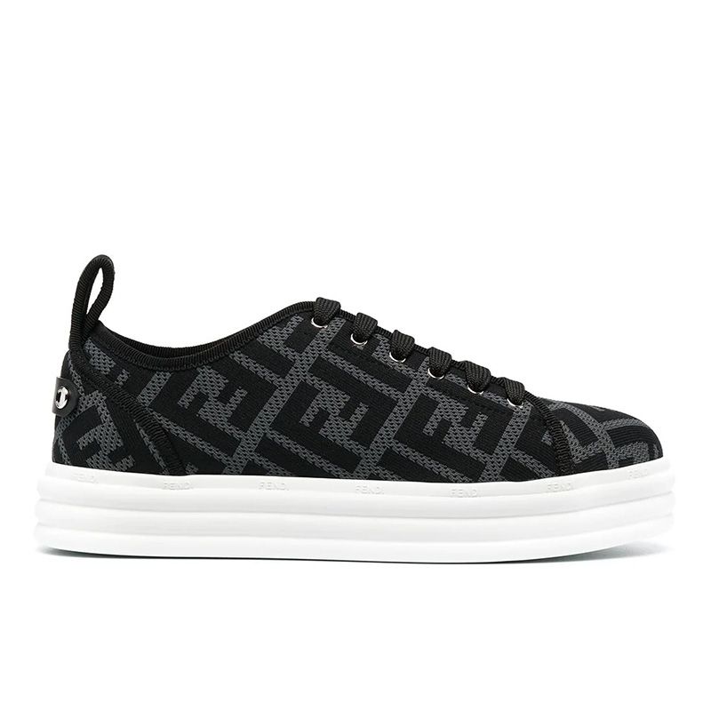 Affordable Fendi Rise Sneakers Women FF Motif Fabric Black