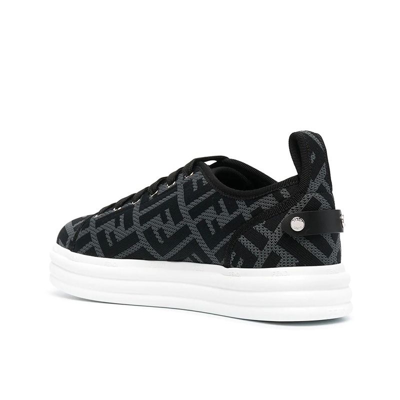 Affordable Fendi Rise Sneakers Women FF Motif Fabric Black