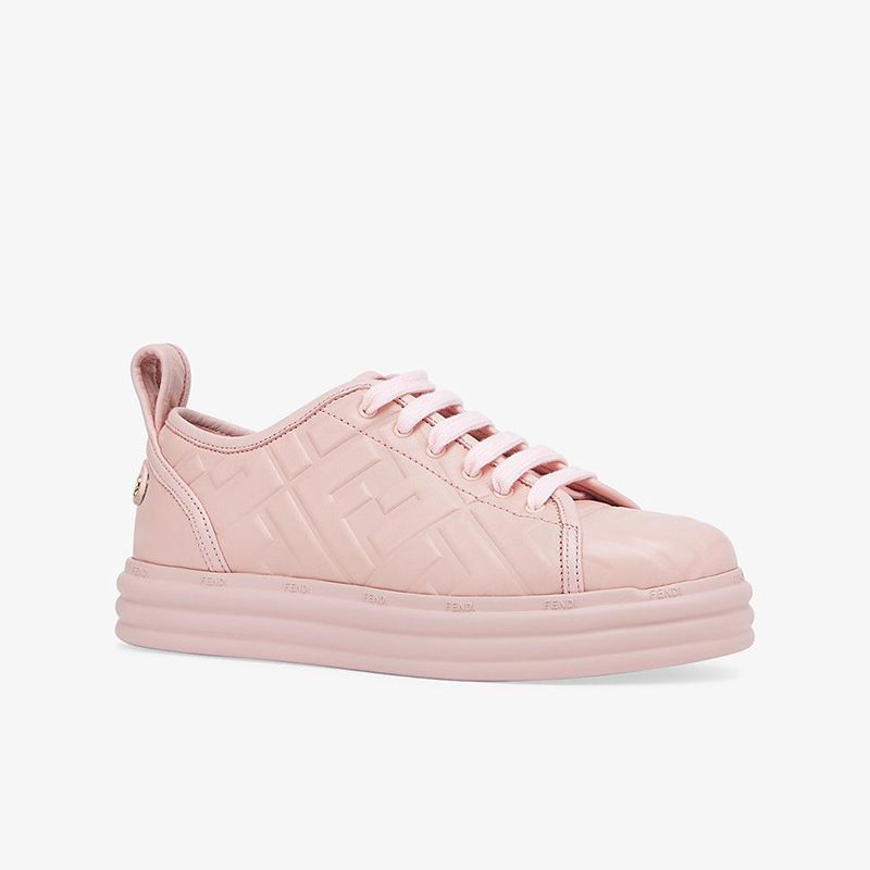 Affordable Fendi Rise Sneakers Women FF Motif Nappa Leather Pink