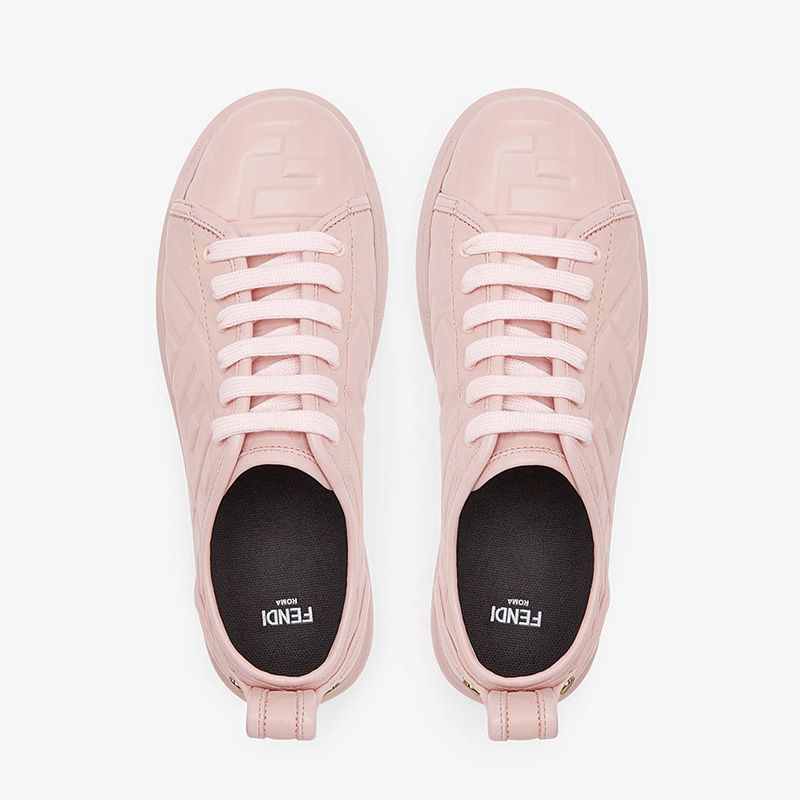 Affordable Fendi Rise Sneakers Women FF Motif Nappa Leather Pink