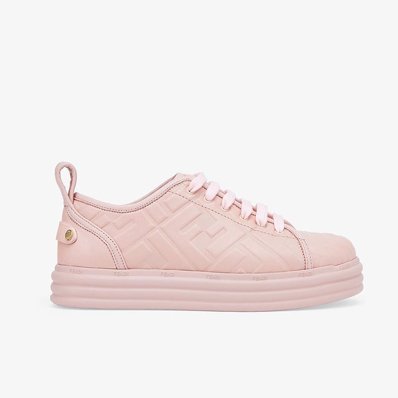 Affordable Fendi Rise Sneakers Women FF Motif Nappa Leather Pink