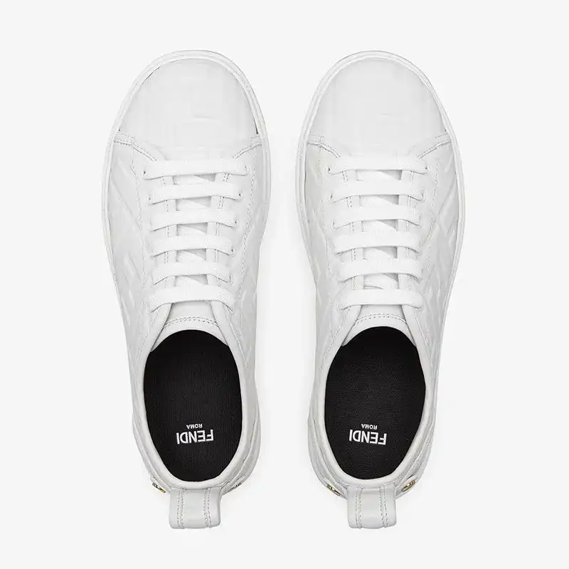 Cheap Fendi Rise Sneakers Women FF Motif Nappa Leather White HOT SALE