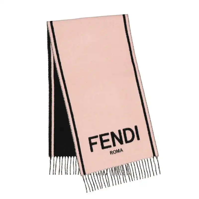 Fendi Roma Logo Scarf In Cashmere Pink Black