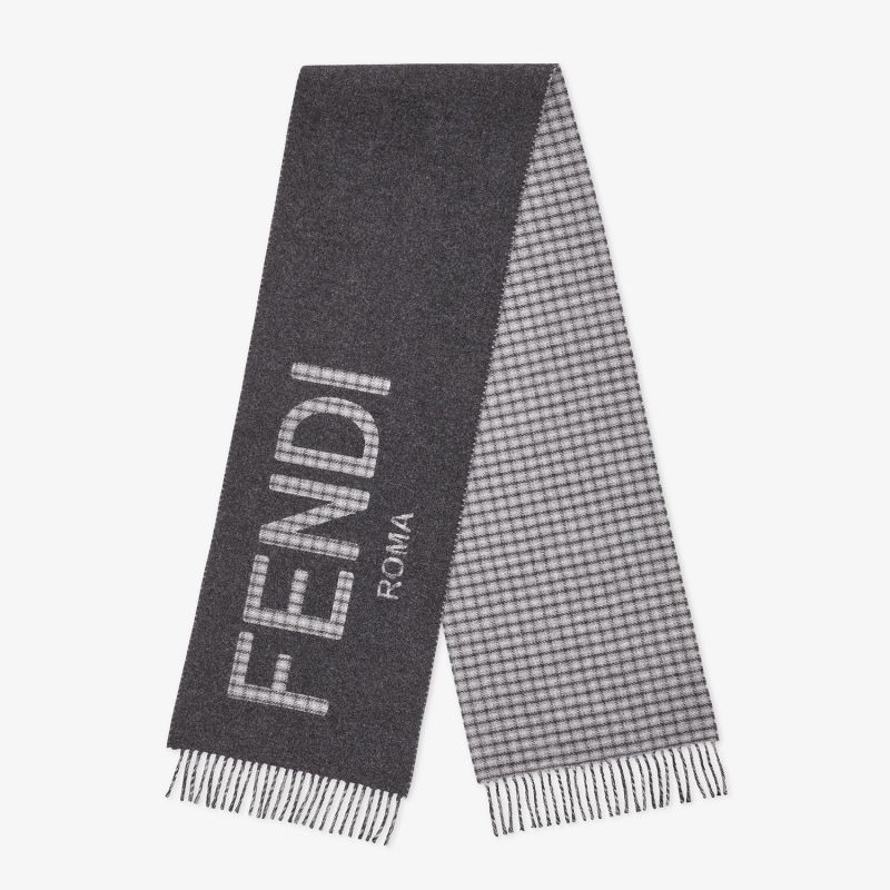 Affordable Fendi Roma Logo Scarf In Wool and Cashmere Grey