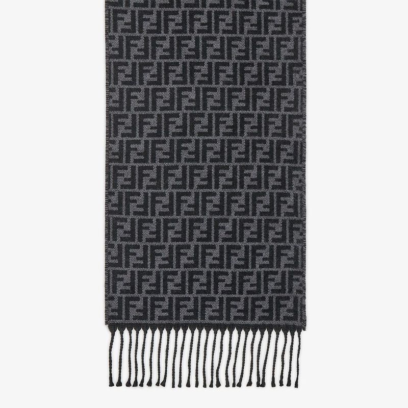 Affordable Fendi FF Rectangular Scarf Man In Wool Black