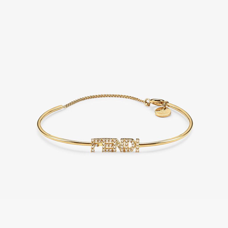 Affordable Fendi Fendigraphy Bracelet In Metal with Crystals Gold