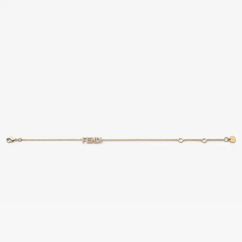 Fendi Fendigraphy Chain Bracelet In Metal with Crystals Gold