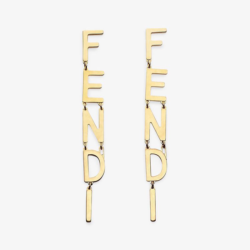 Affordable Fendi Fendigraphy Drop Earrings In Metal Gold