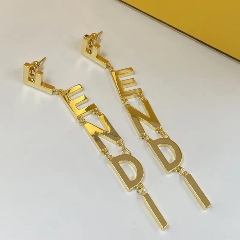 Affordable Fendi Fendigraphy Drop Earrings In Metal Gold