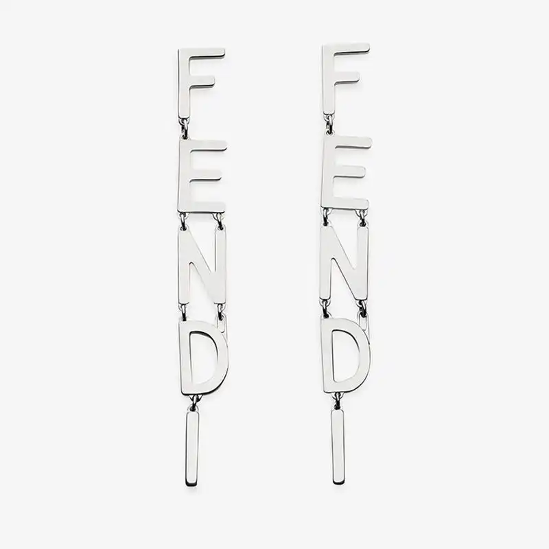 Fendi Fendigraphy Drop Earrings In Metal Palladium