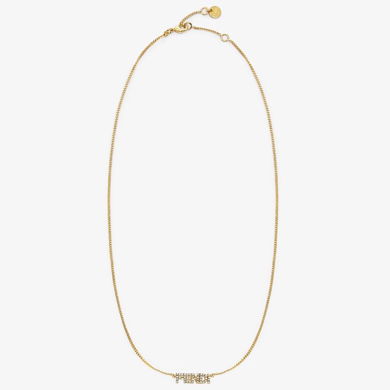 Affordable Fendi Fendigraphy Necklace In Metal with Crystals Gold