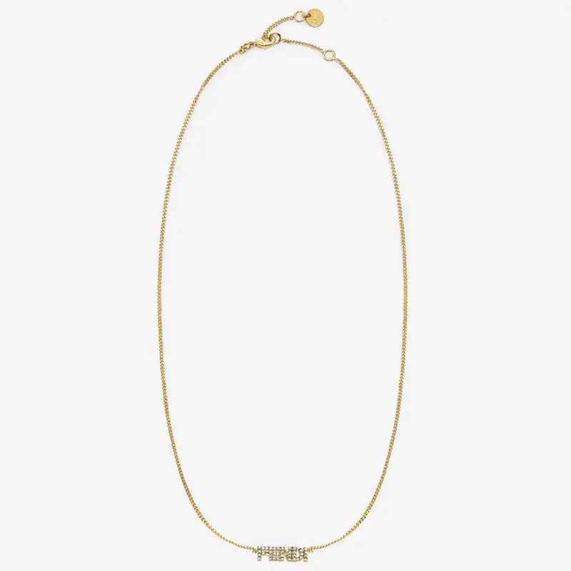 Fendi Fendigraphy Necklace In Metal with Crystals Gold