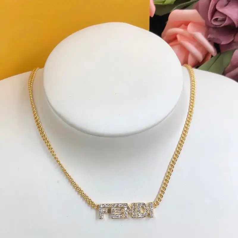 Affordable Fendi Fendigraphy Necklace In Metal with Crystals Gold