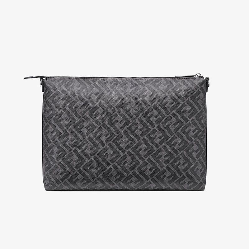 Affordable Fendi Slim Messenger Bag In FF Motif Fabric Black