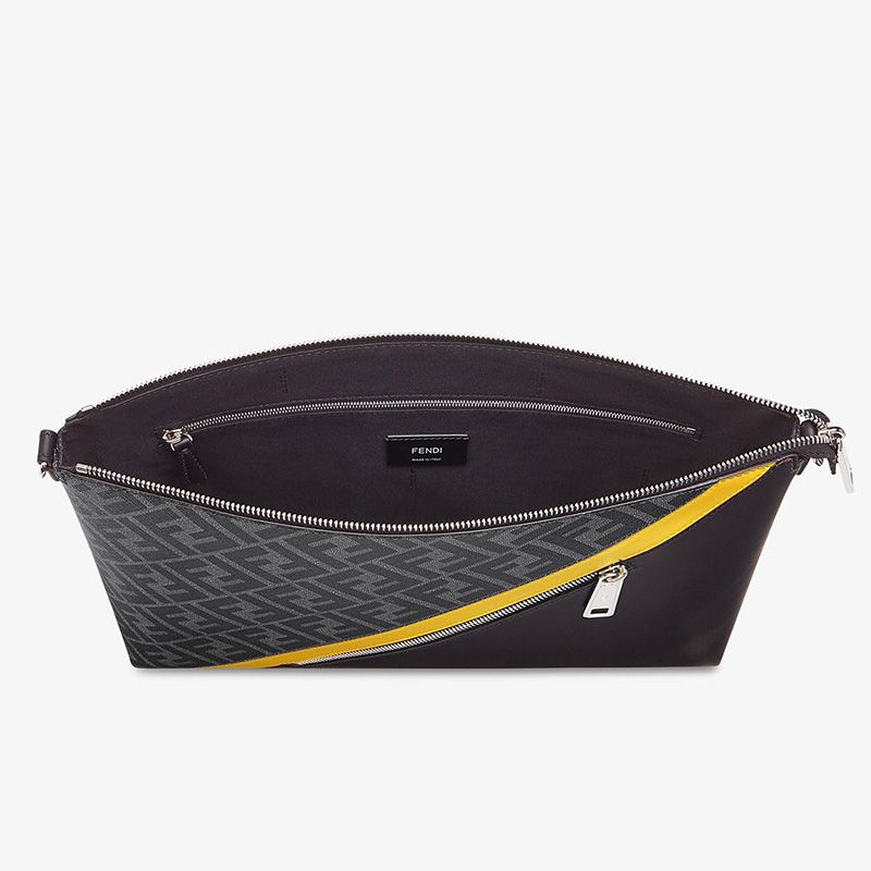 Affordable Fendi Slim Messenger Bag In FF Motif Fabric Black