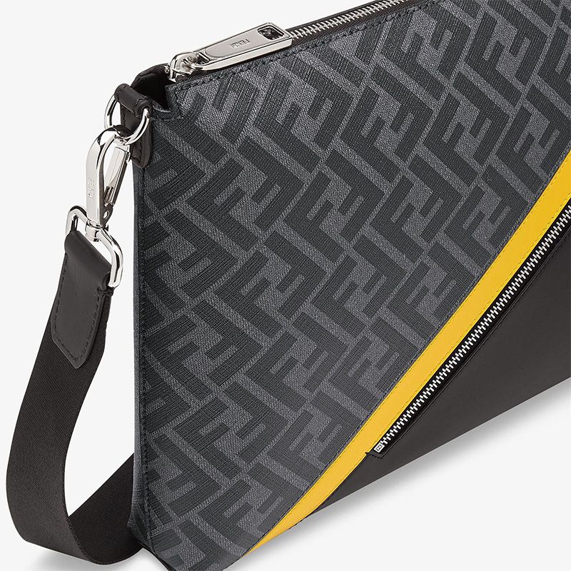 Affordable Fendi Slim Messenger Bag In FF Motif Fabric Black