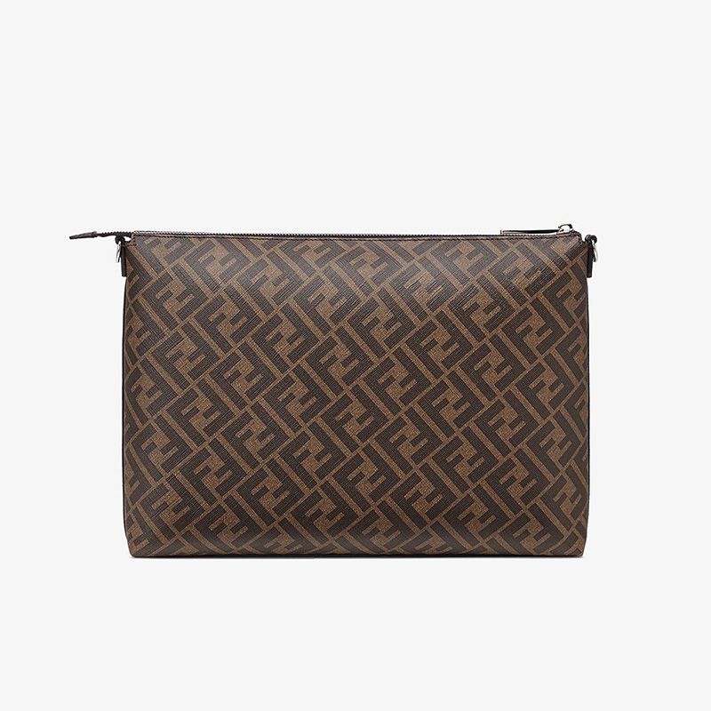 Affordable Fendi Slim Messenger Bag In FF Motif Fabric Brown