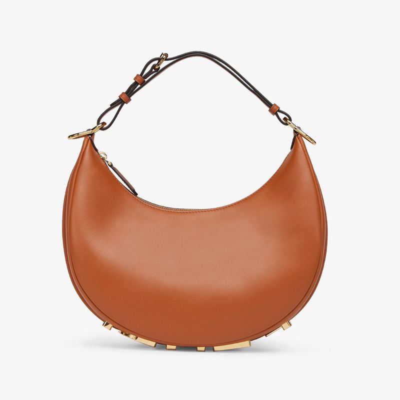 Affordable Fendi Small Fendigraphy Hobo Bag In Calf Leather Brown