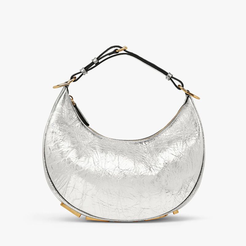 Affordable Fendi Small Fendigraphy Hobo Bag In Calf Leather Silver