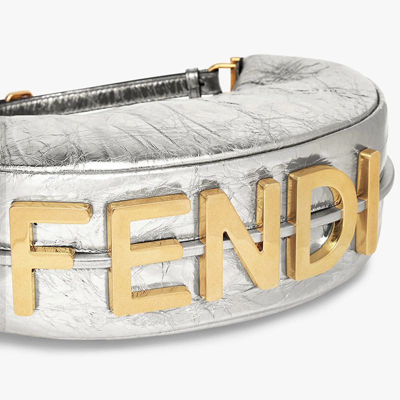 Affordable Fendi Small Fendigraphy Hobo Bag In Calf Leather Silver