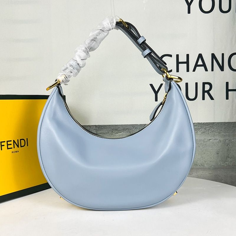 Affordable Fendi Small Fendigraphy Hobo Bag In Calf Leather Sky Blue