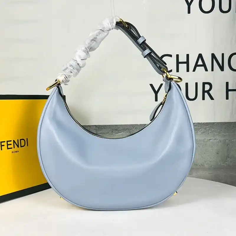 Cheap Fendi Small Fendigraphy Hobo Bag In Calf Leather Sky Blue