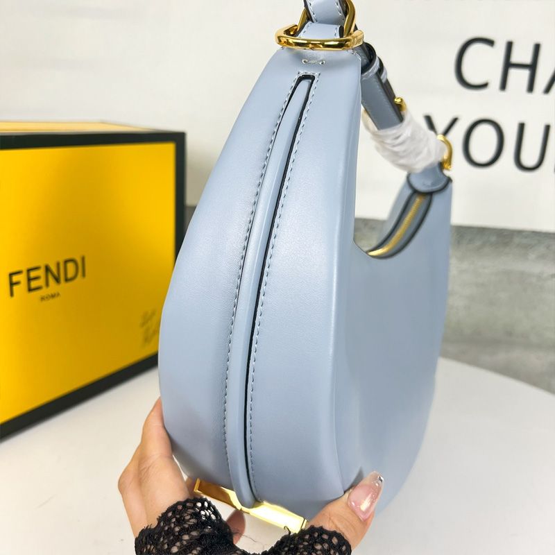 Affordable Fendi Small Fendigraphy Hobo Bag In Calf Leather Sky Blue