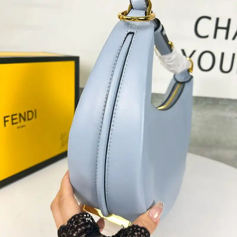 Cheap Fendi Small Fendigraphy Hobo Bag In Calf Leather Sky Blue