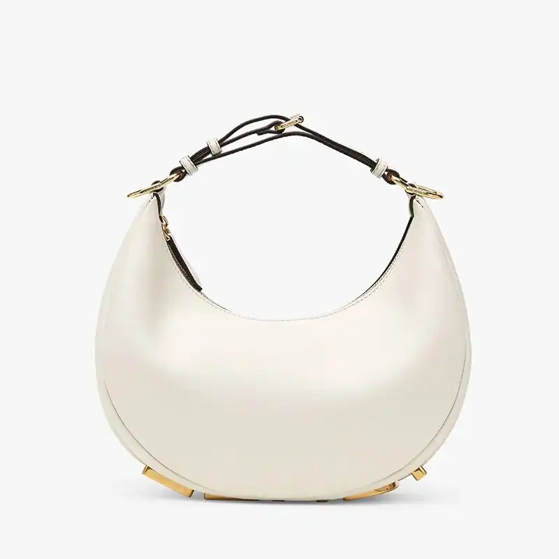 Fendi Small Fendigraphy Hobo Bag In Calf Leather White