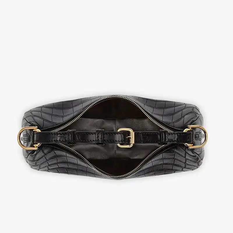 Affordable Fendi Small Fendigraphy Hobo Bag In Crocodile Leather Black