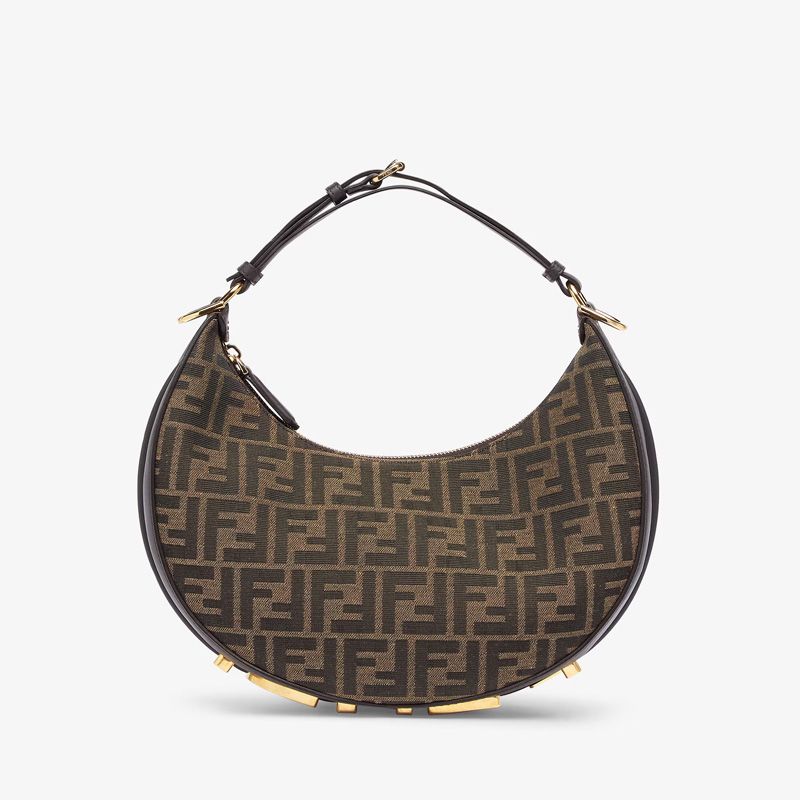 Affordable Fendi Small Fendigraphy Hobo Bag In FF Motif Fabric Brown