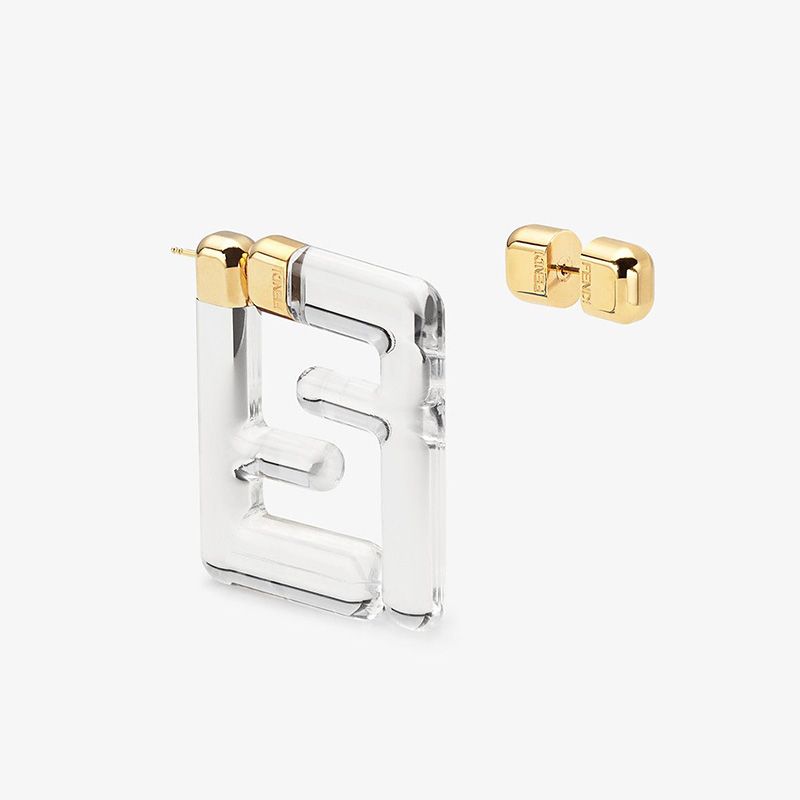 Affordable Fendi Small FF Earrings In Plexiglass Transparent