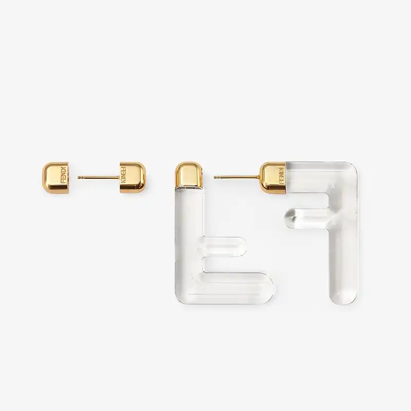 Cheap Fendi Small FF Earrings In Plexiglass Transparent