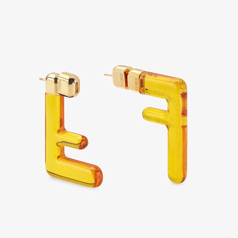 Affordable Fendi Small FF Earrings In Plexiglass Yellow