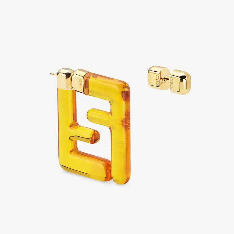 Affordable Fendi Small FF Earrings In Plexiglass Yellow