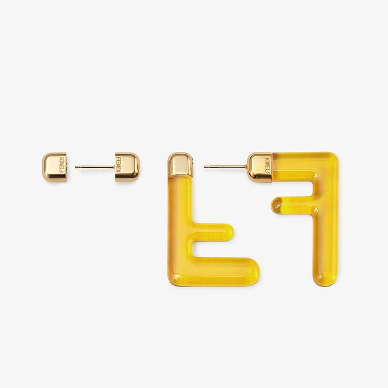 Affordable Fendi Small FF Earrings In Plexiglass Yellow