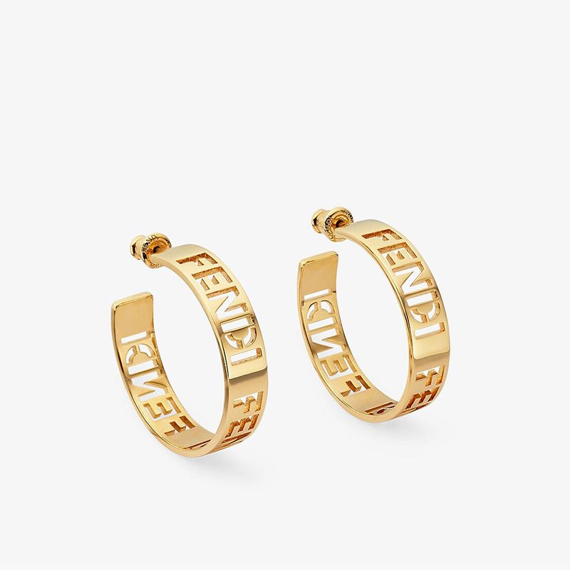 Affordable Fendi Small Forever Hoop Earrings In Laser Cut Metal Gold