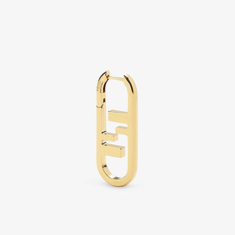 Affordable Fendi Small O'Lock Oval Earrings In Metal Gold