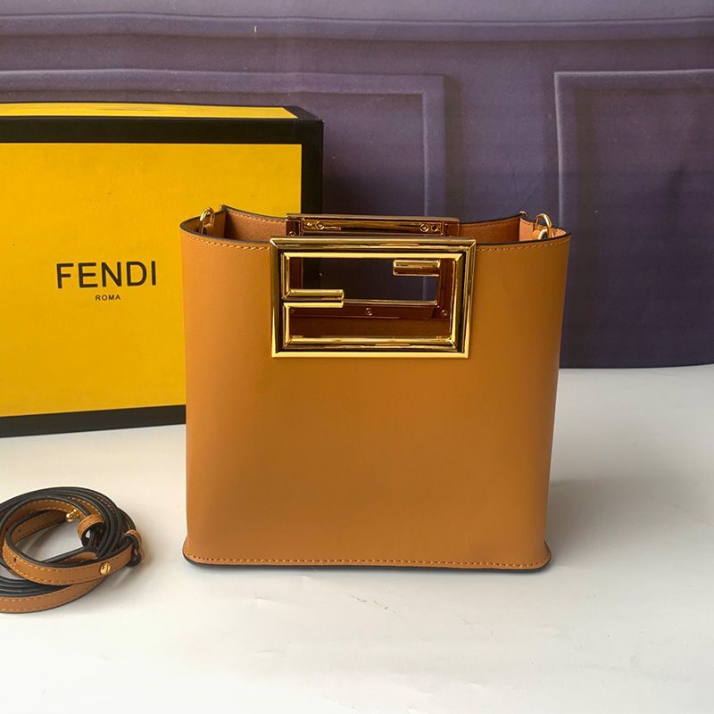 Affordable Fendi Small Way Bag In Calf Leather Brown