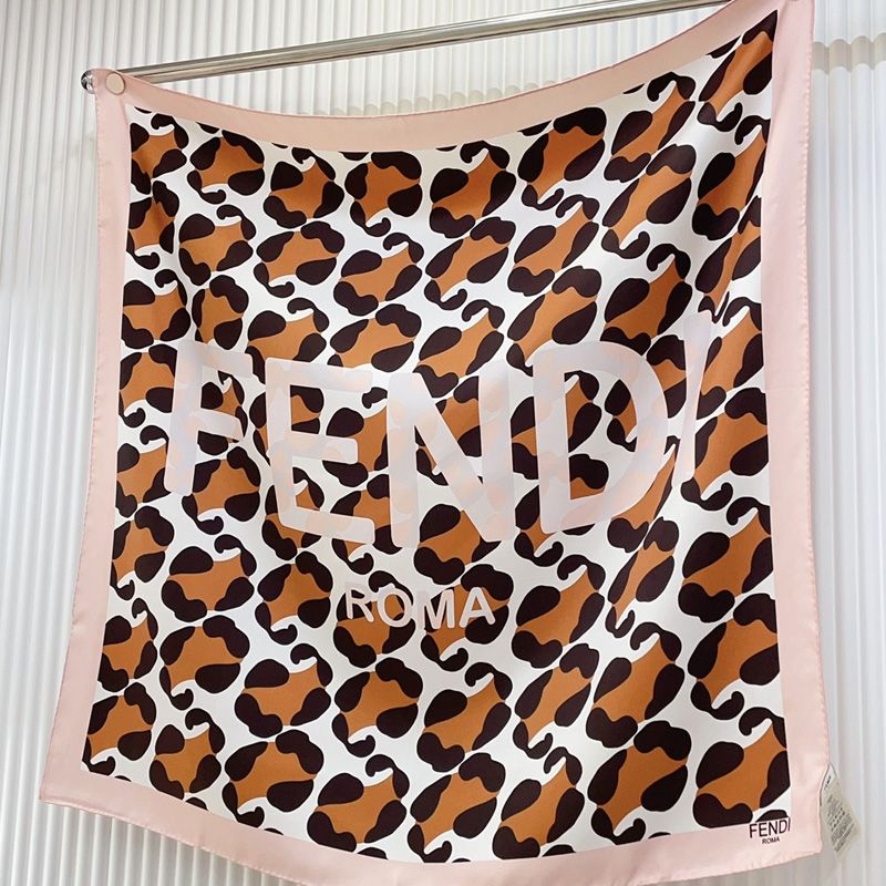 Affordable Fendi Square Scarf In Fendi Roma Leopard Motif Silk Pink