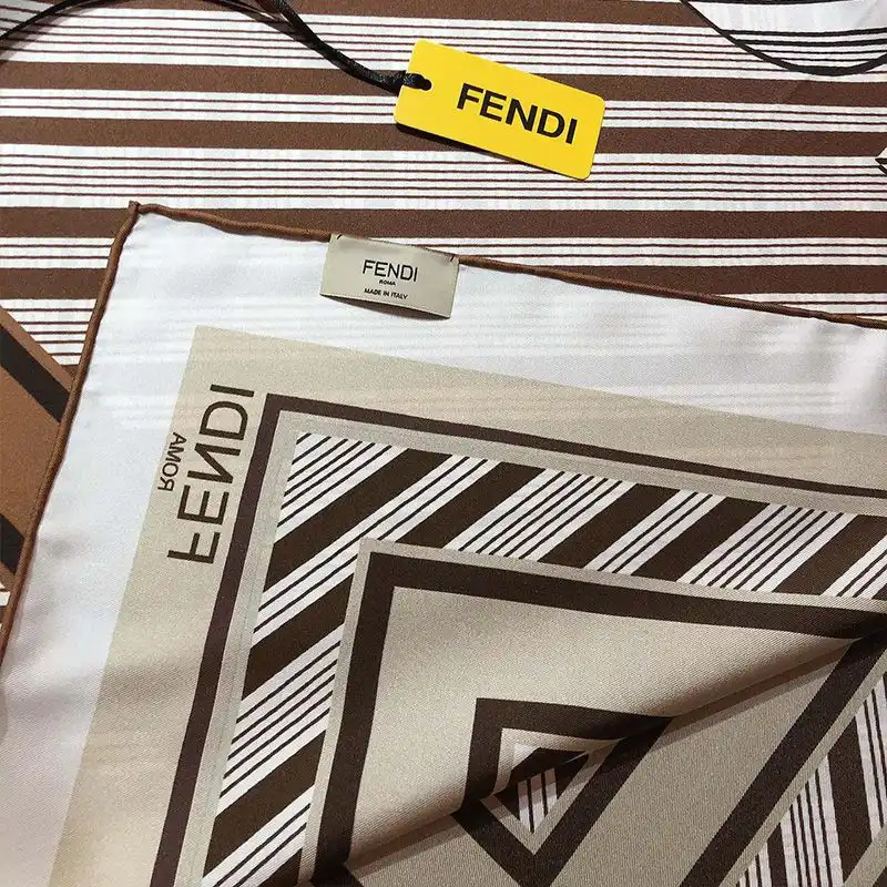 Affordable Fendi Square Scarf In Fendi Roma Stripes Motif Silk brown