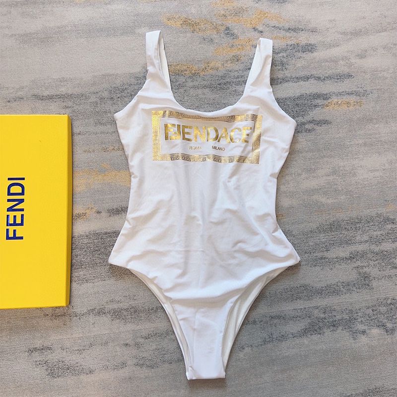 Affordable Fendi Swimsuit Women Fendace Motif Lycra White