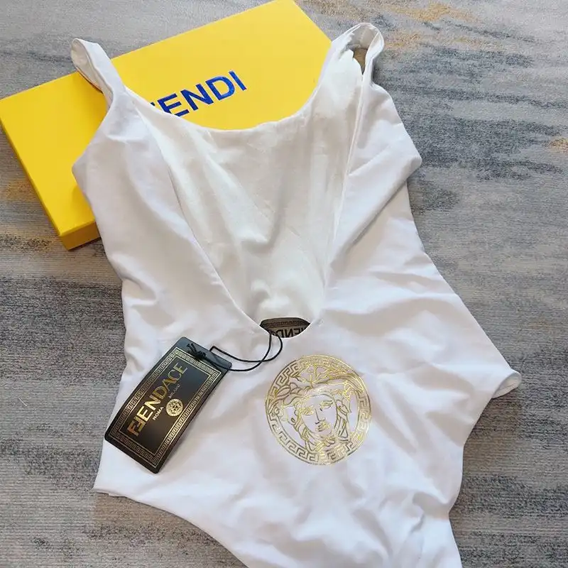 Affordable Fendi Swimsuit Women Fendace Motif Lycra White