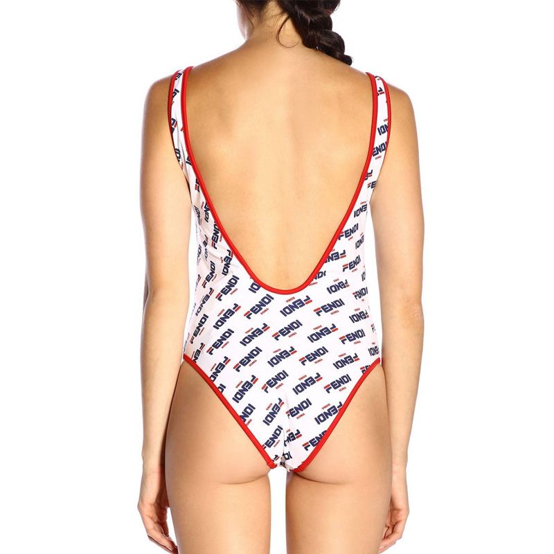 Affordable Fendi Swimsuit Women Fila Motif Lycra White Red